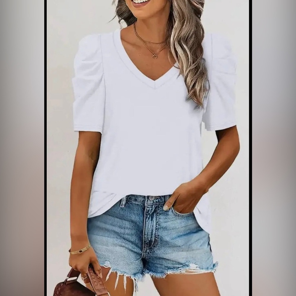 Flare Sleeve Tee • White